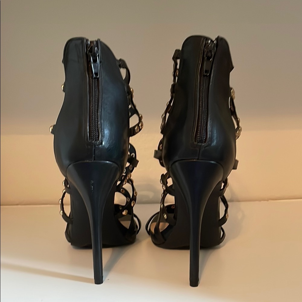 Black Studded Women's Heels - Picture 4 of 5